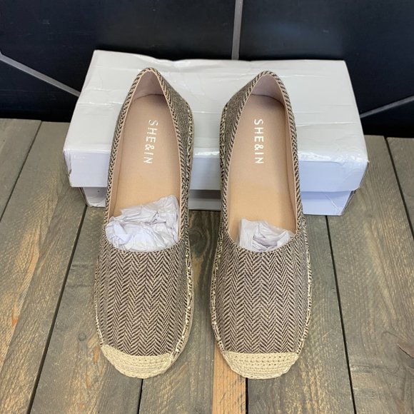 ~New W/ Box! Womens She&In Espadrille Tan Wool Summer Loafers Slip On Size 8 - Picture 3 of 6